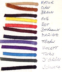 Farbkarte - lederbnder velour - lederbnder - lederriemen - lederband - flechtleder