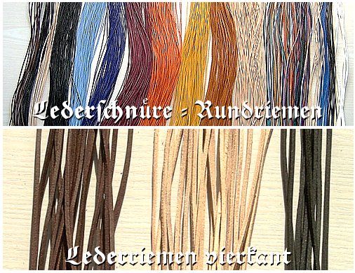 Lederriemen - Lederschnur - Lederschn�re - Flechtleder - Lederband - Lederb�nder